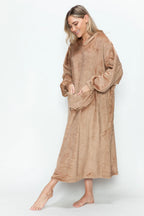 Sarah Express Women’s Plus Size Hooded Midi Lounge Dress with Pockets
