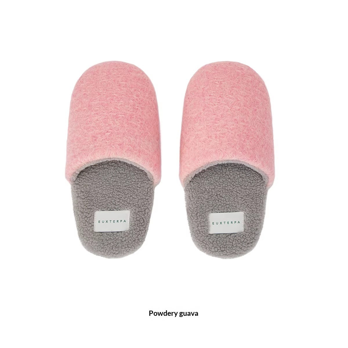 Sarah Express Woolen Color-Blocked Home Slippers - Warm Non-Slip Indoor Cotton Slippers for Women & Men Pink Guava