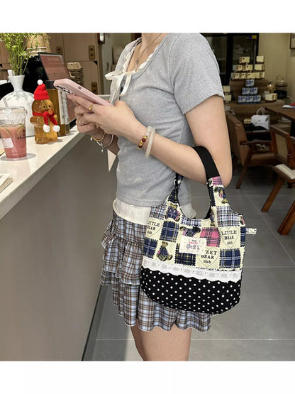 Sarah Express Women's Printed Canvas Handbag Black ONESIZE