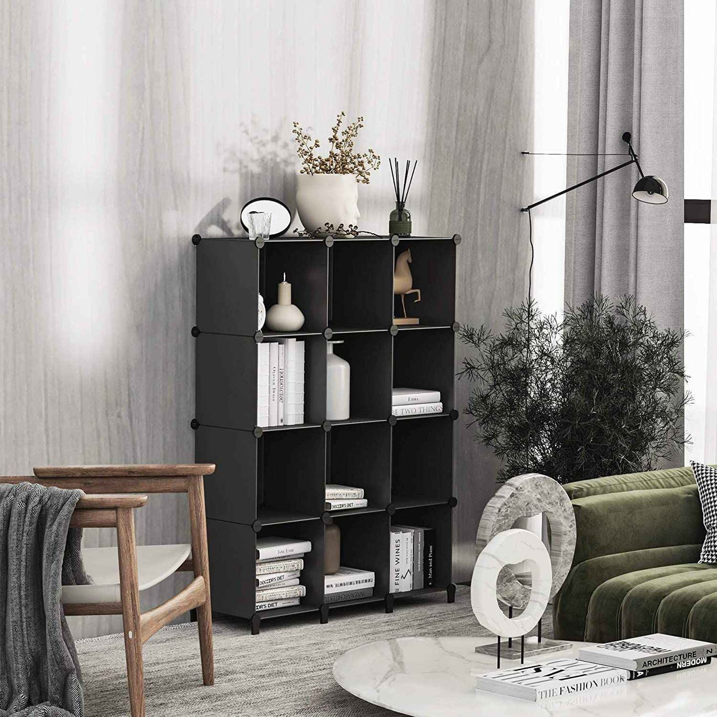 Sarah Express Modular Plastic Storage Organizer Rack - Multi-Grid Cube Shelving System