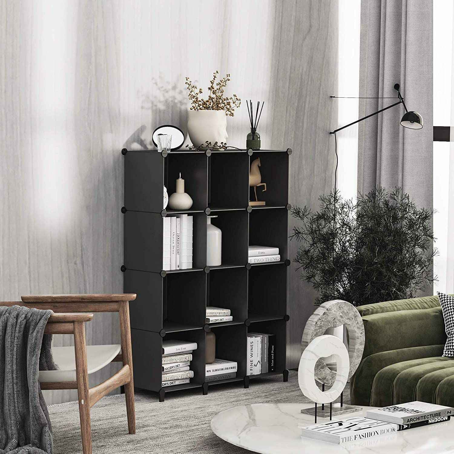 Sarah Express Modular Plastic Storage Organizer Rack - Multi-Grid Cube Shelving System