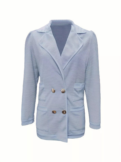 Sarah Express Women's Texture Knit Double-Breasted Blazer