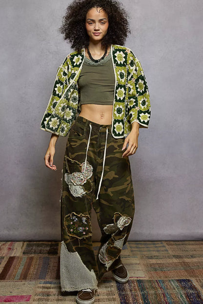 Sarah Express Women's Open Front Cardigan with Varied Patterns