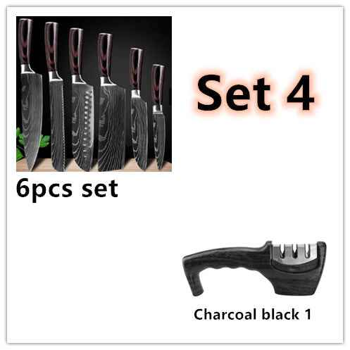 Sarah Express Professional Damascus Chef Knife Set - 7CR17 Stainless Steel Kitchen Knives Set 4