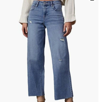Sarah Express High Waisted Loose Fit Jeans Relaxed Stretch Denim
