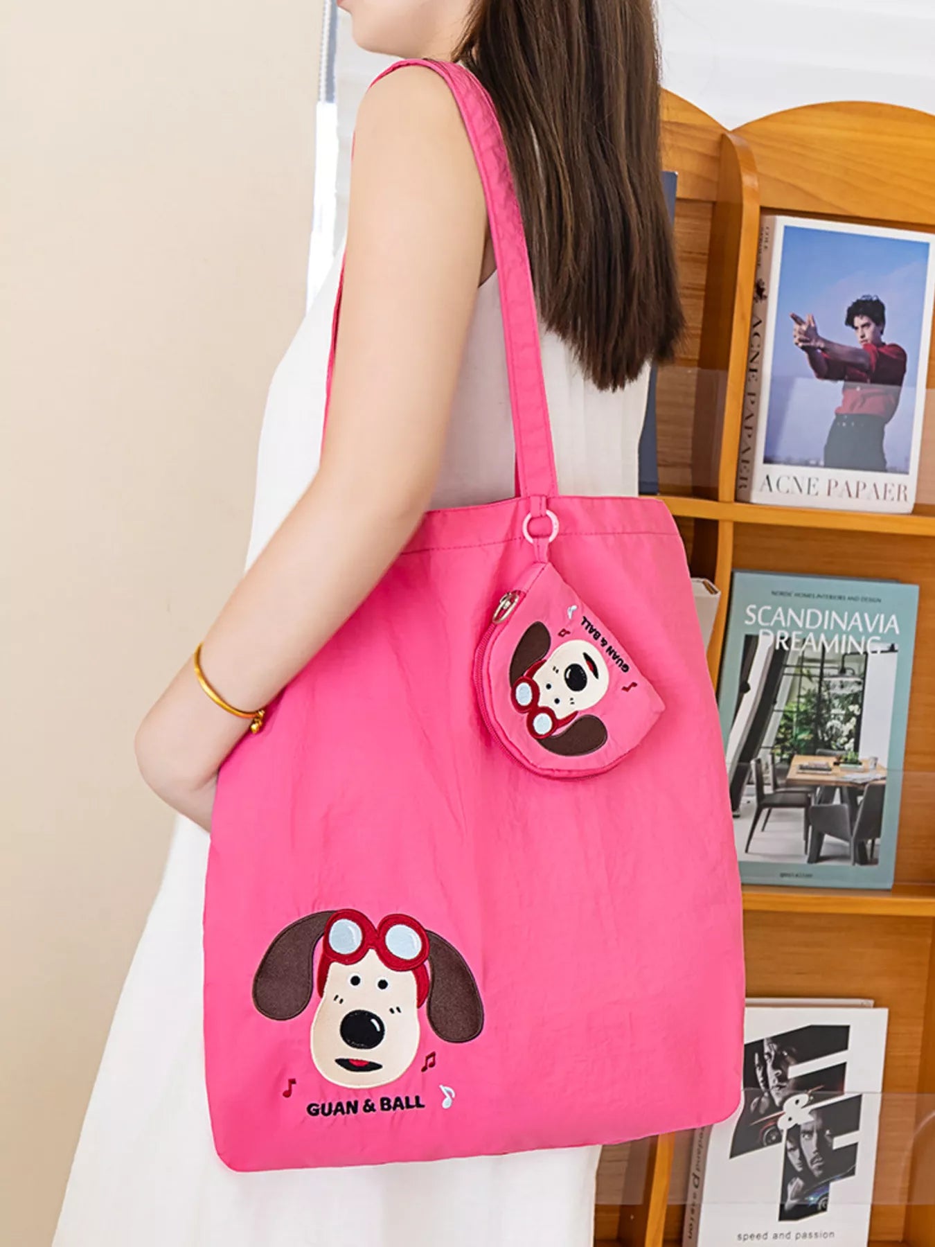 Sarah Express Women's Cartoon Print Lightweight Nylon Handbag Pink ONESIZE