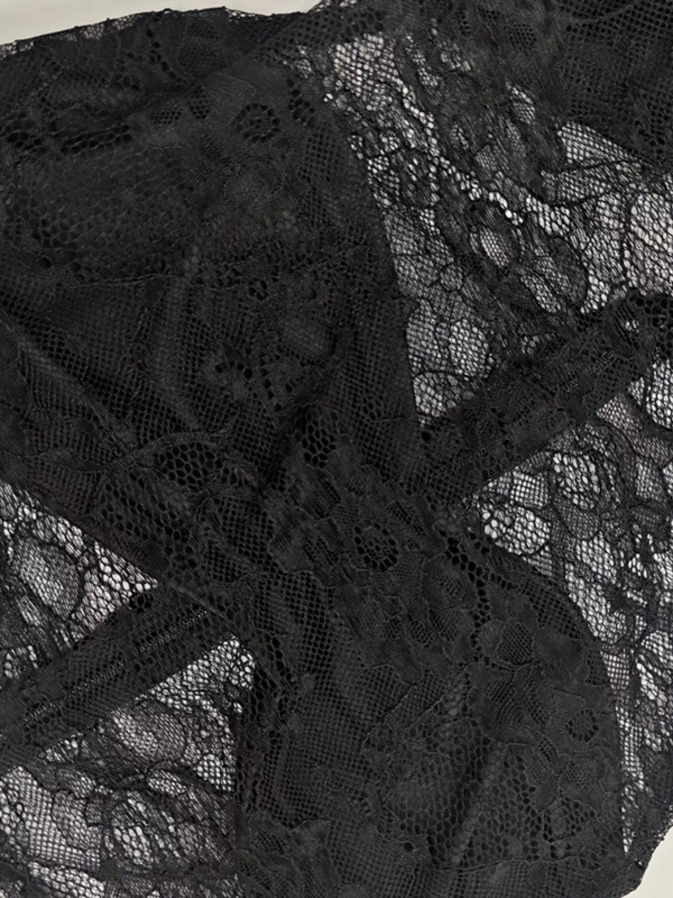 Sarah Express Women's Lace Sheer Mock Neck Long Sleeve Maxi Dress