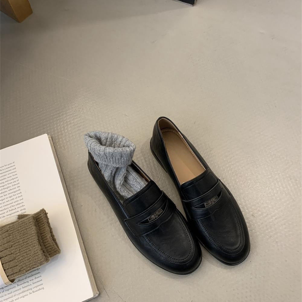 Sarah Express Women's Round Toe Loafer Dress Shoes – Soft Sole Slip-On Microfiber Flats | Everyday Comfort Black