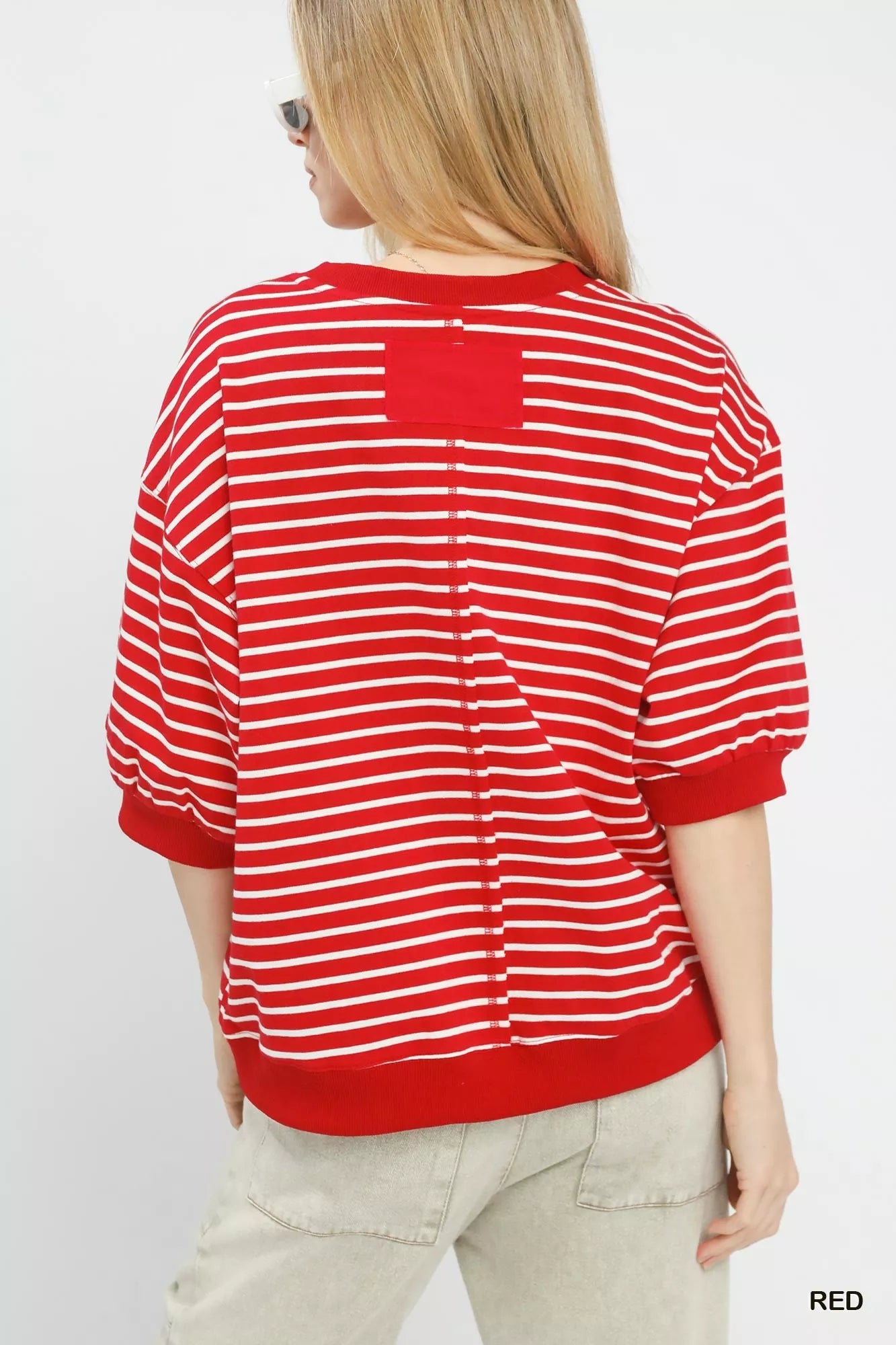 Sarah Express Women's Striped Short Sleeve Pullover Top
