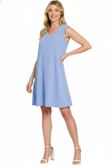 Sarah Express Women's Raised Rib Sleeveless Mini Dress