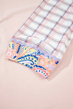 Sarah Express Women's Paisley Print Plaid Long Sleeve Oversized Top