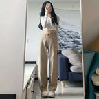 Sarah Express High Waist Wide Leg Jeans for Women Cotton Khaki Retro Straight Pants