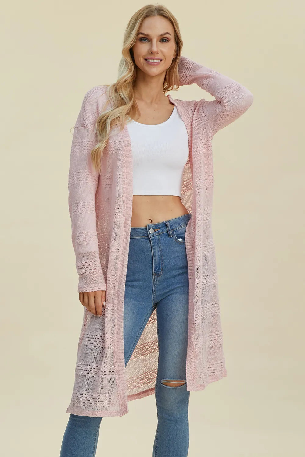 Sarah Express Women’s Plus Size Open Front Longline Cardigan Sweater
