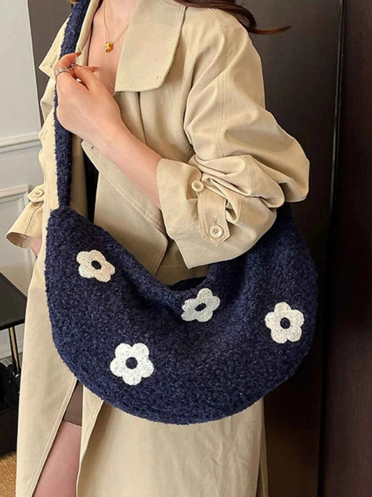Floral Plush Crossbody Bag