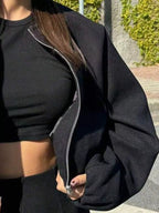 Sarah Express Women's Plus Size Casual Fleece Zip-Up Bomber Jacket