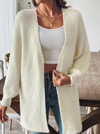 Sarah Express Women's Open Front Drop Shoulder Cardigan - Ribbed Knit Sweater