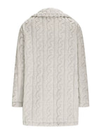 Sarah Express Women's Double-Breasted Fleece Longline Coat