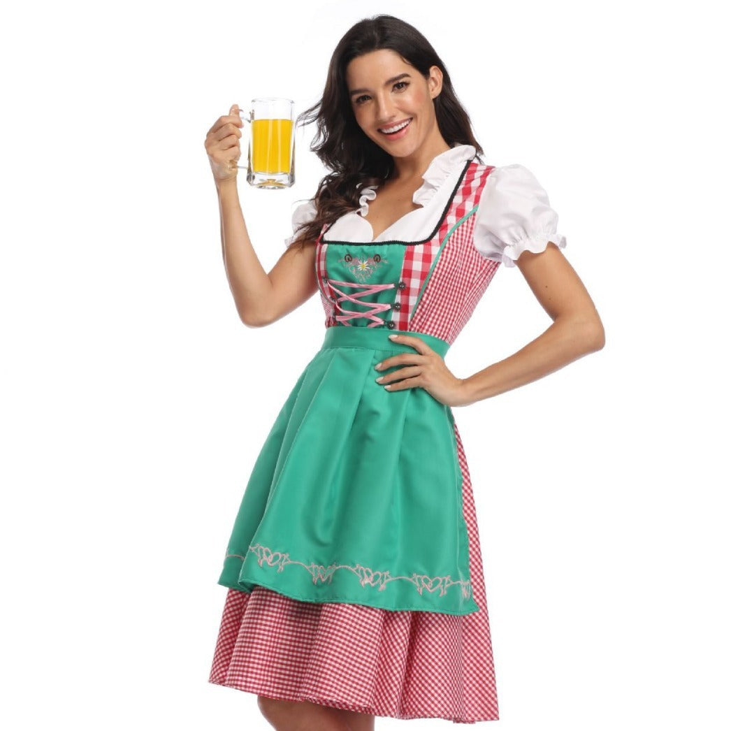 Sarah Express Women's Oktoberfest Dirndl Costume Bavarian Dress with Apron and Ribbon