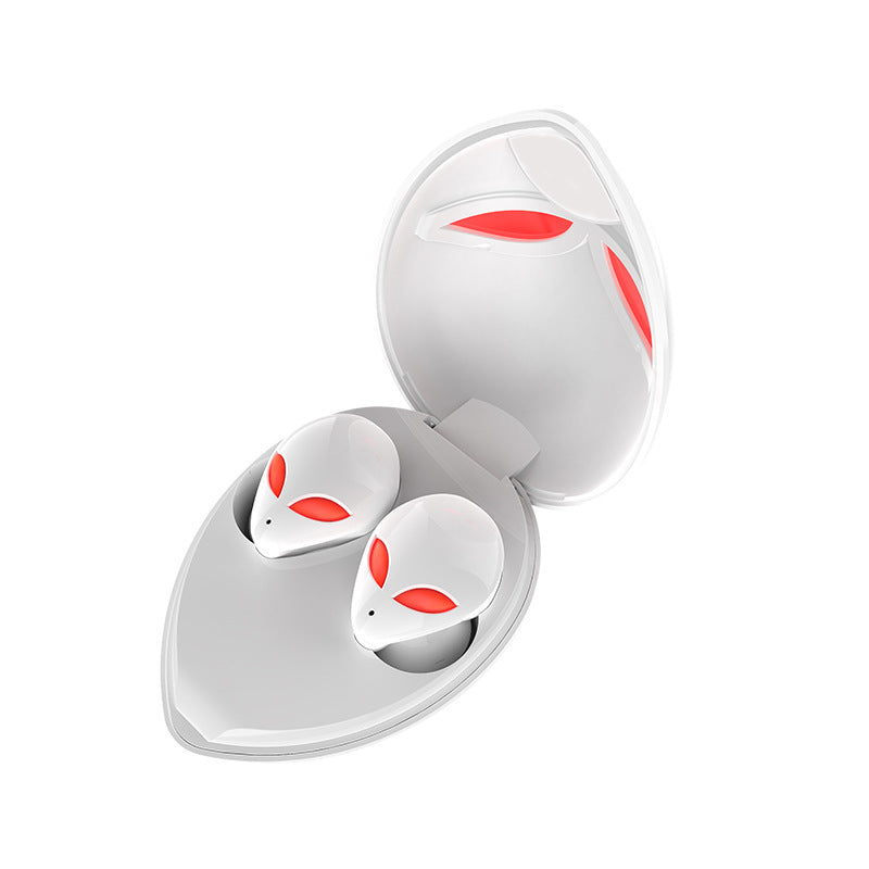 Sarah Express Starman Alien Design Bluetooth 5.0 Wireless Earbuds LED Charging Case White
