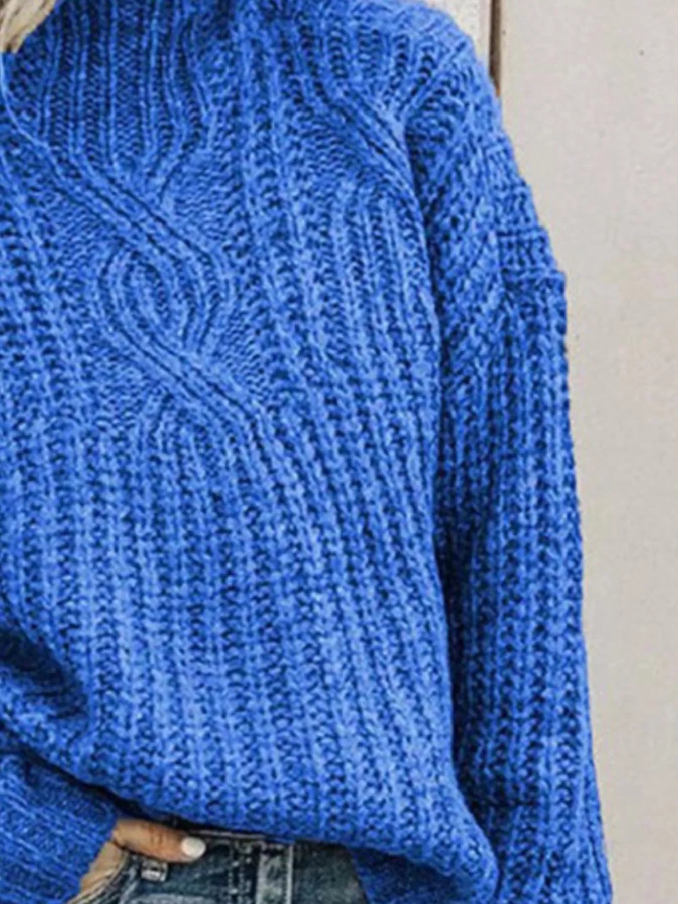 Sarah Express Women's Turtleneck Cable-Knit Sweater Plus Size Long Sleeve