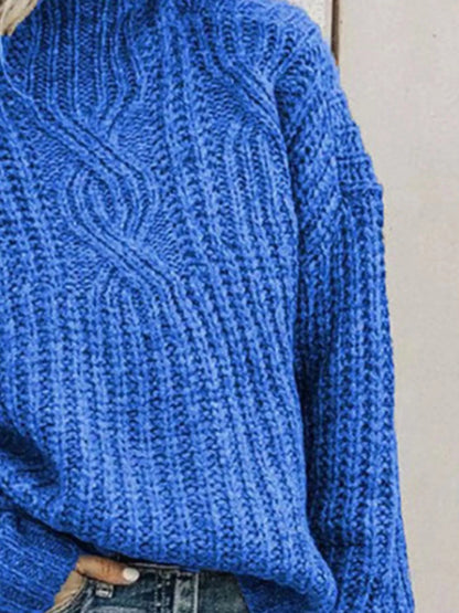 Sarah Express Women's Turtleneck Cable-Knit Sweater Plus Size Long Sleeve