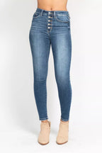 Sarah Express Women’s Plus Size High Rise Button Fly Skinny Jeans
