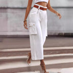 Sarah Express Wide Leg Trousers High Waist Contrast Belt Professional Pants