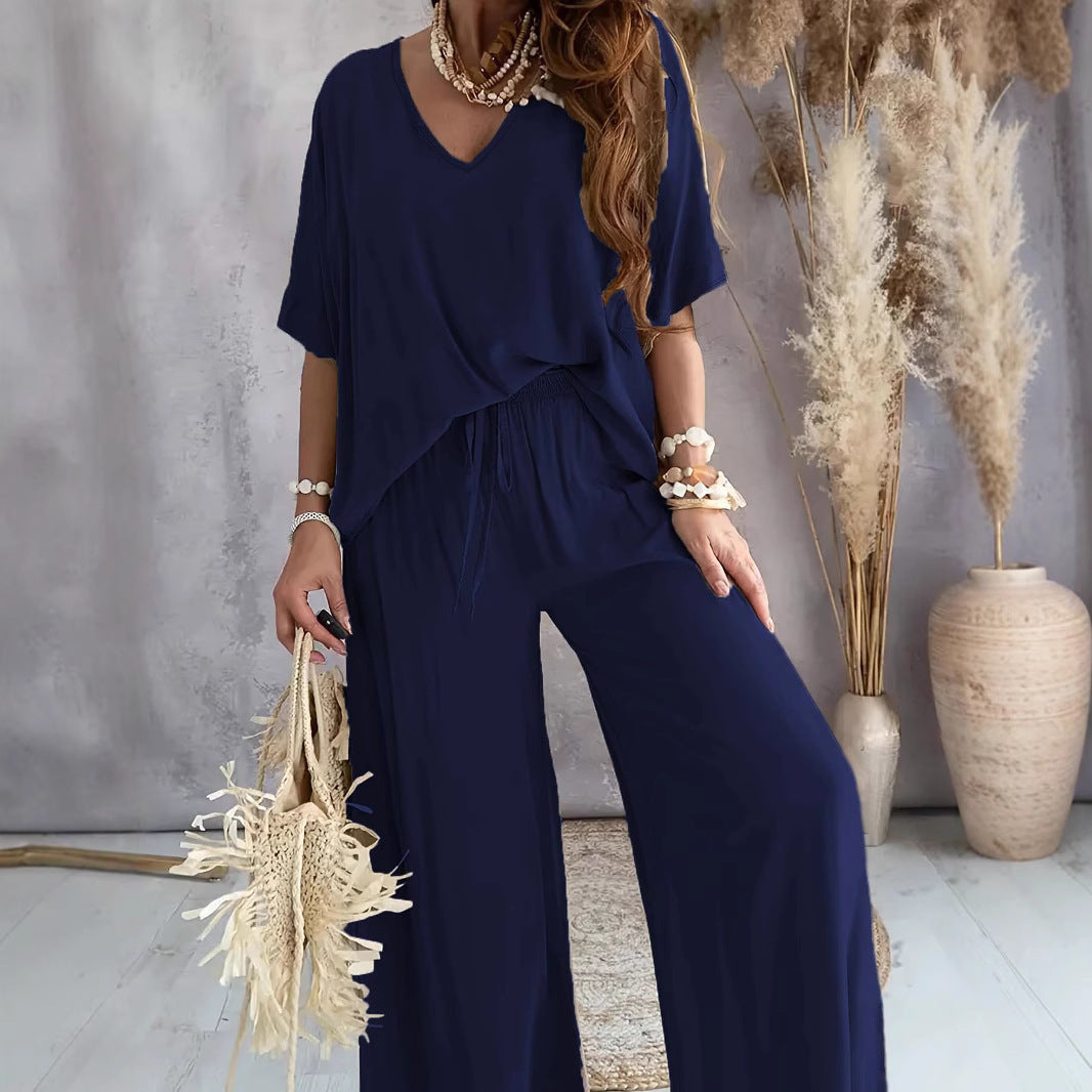 Sarah Express Women's Bat Sleeve Top and Pants Two Piece Casual Lounge Set Matching Coordinates