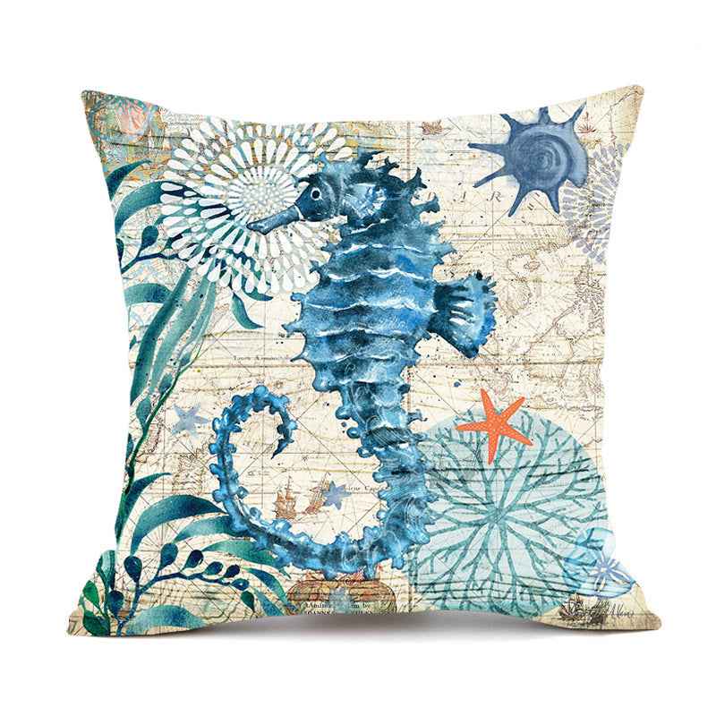 Sarah Express Sea Turtle Cushion Cover 45x45cm - Decorative Throw Pillow Case for Sofa Couch Bedroom Living Room Seahorse 45x45cm