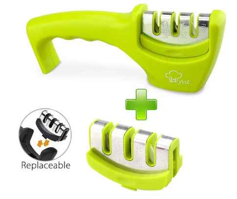 Sarah Express Premium Diamond Tungsten Steel Knife Sharpener - Professional Kitchen Blade Sharpening Tool Green Set