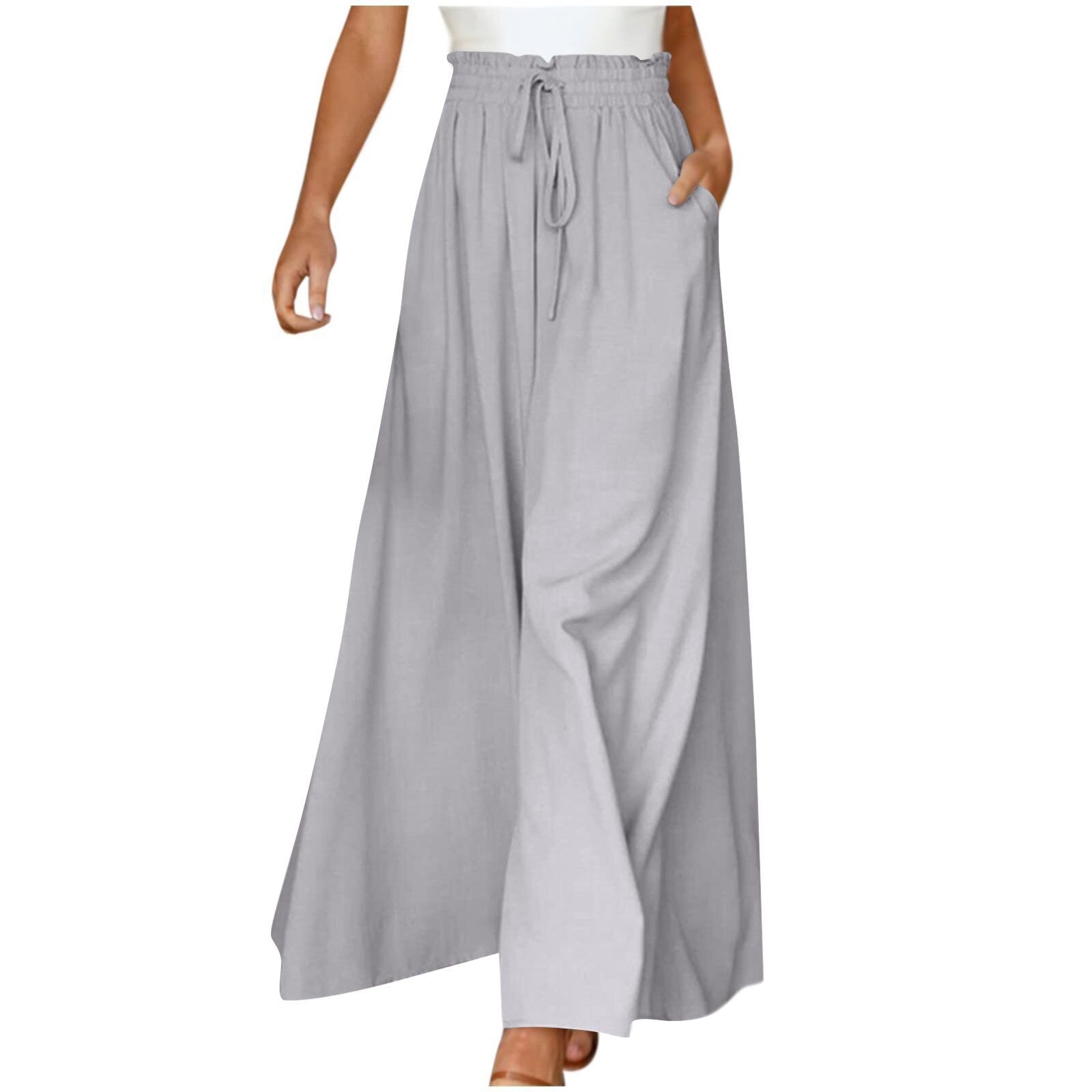 Sarah Express High Waist Wide Leg Dress Pants Elastic Waistband Full Length Trousers