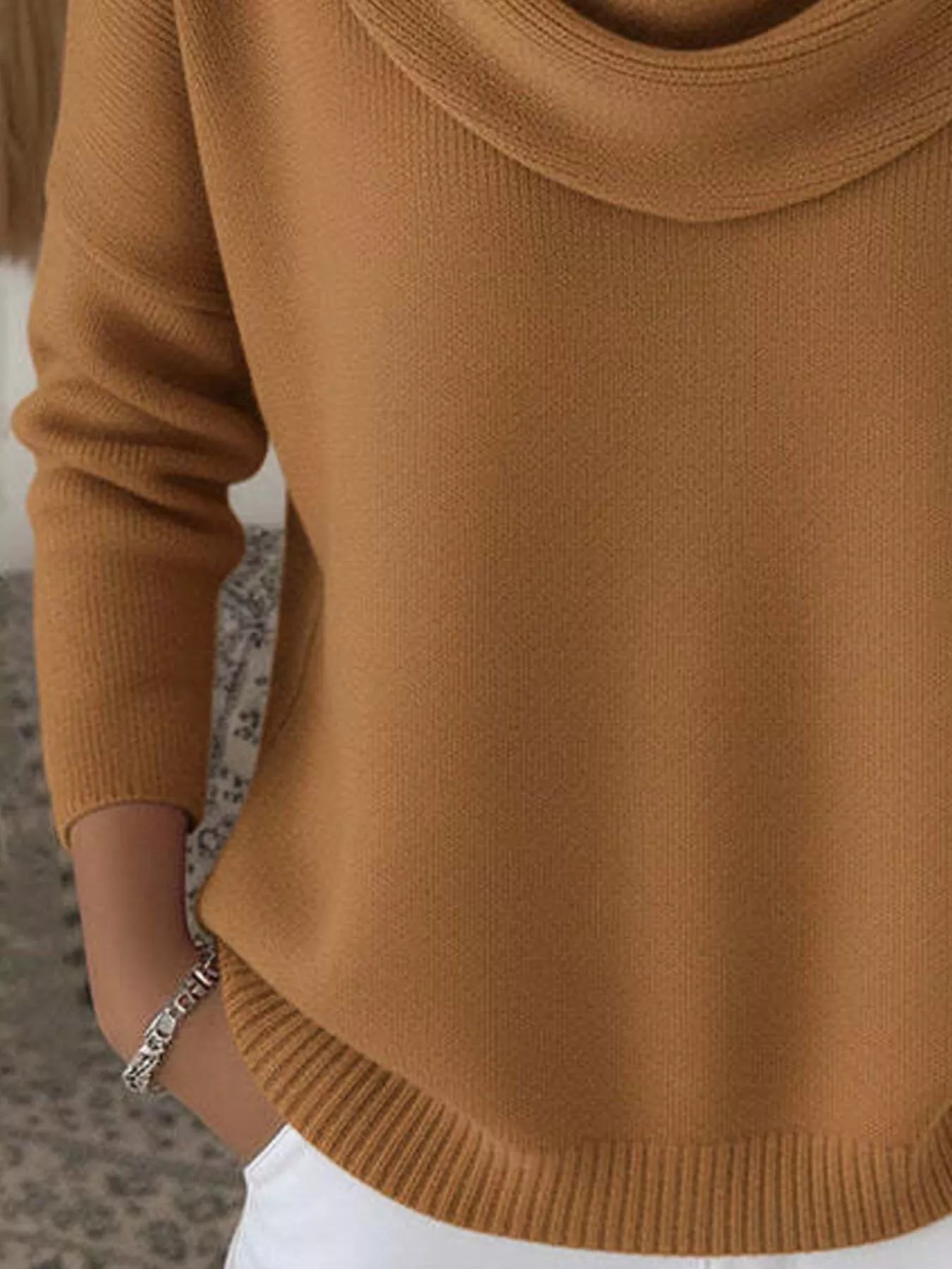 Sarah Express Women's Cowl Neck Solid Color Sweater Plus Size