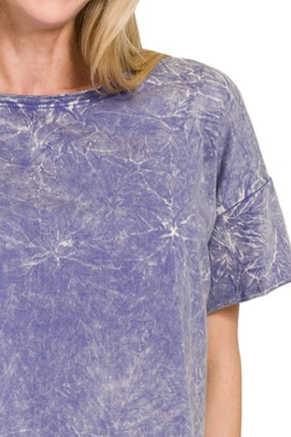 Sarah Express Women’s Washed Crop Boxy T-Shirt with Drop Shoulders