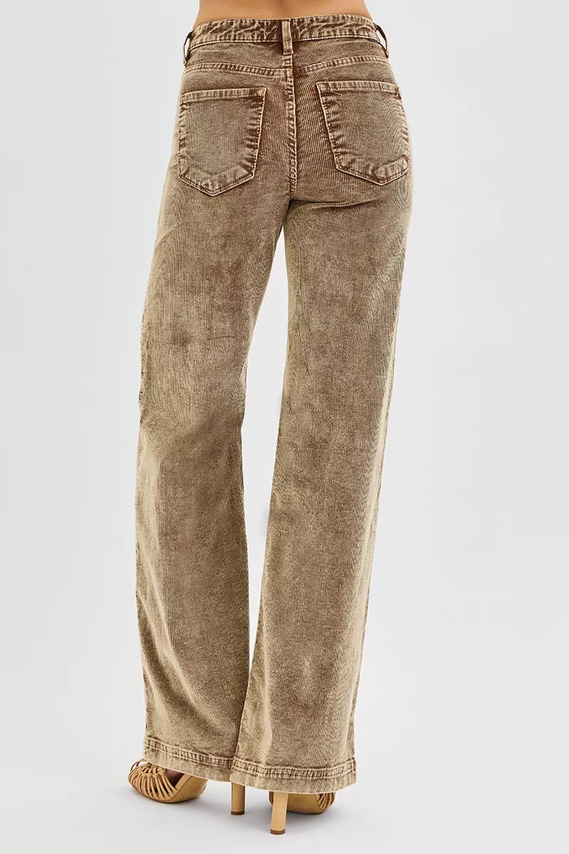 Sarah Express Women’s High Rise Wide Leg Corduroy Pants Casual
