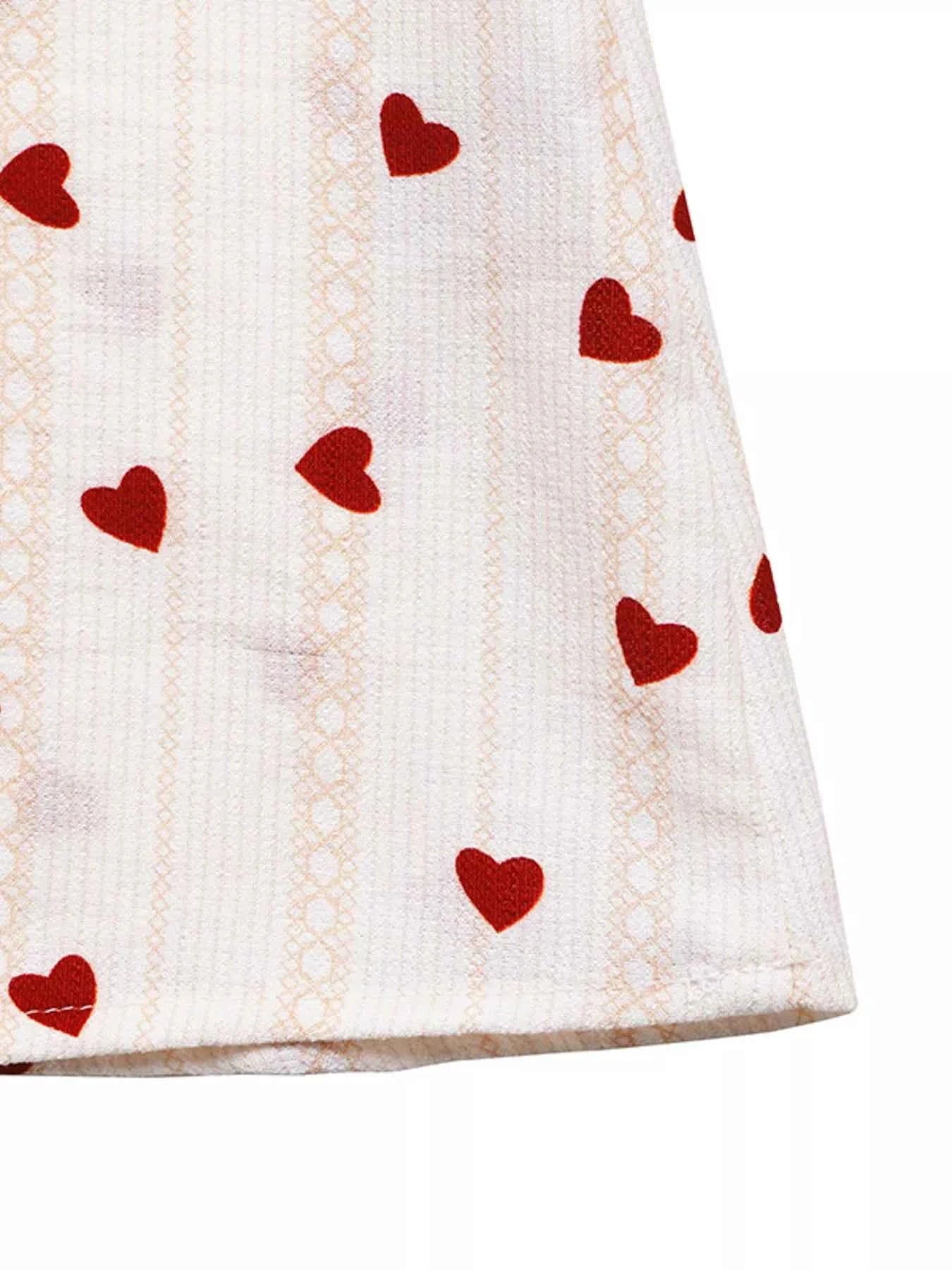 Sarah Express Women's Heart Print Tie Shoulder A-Line Mini Dress