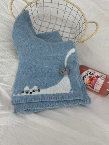 Sarah Express Women's Cute Cat Knitted Scarf