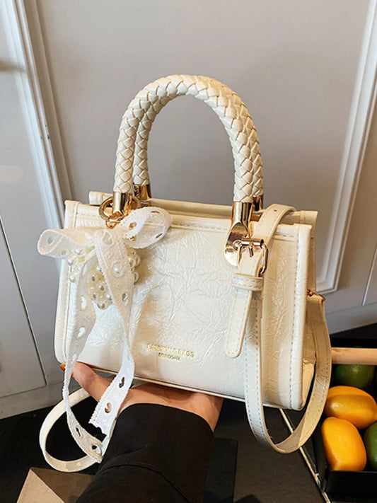 Sarah Express Women's Mini Crossbody Bag with Pearl Decor & Braided Handle