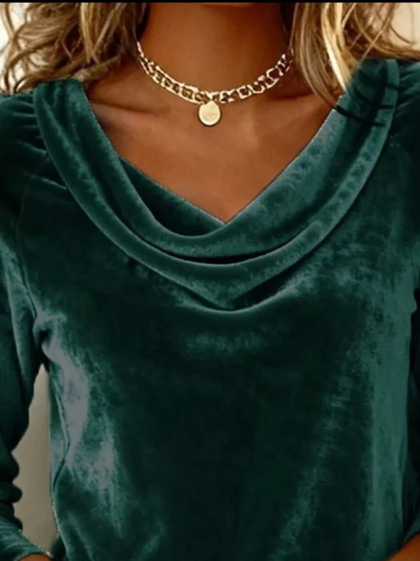 Sarah Express Women's Velvet Cowl Neck Long Sleeve T-Shirt