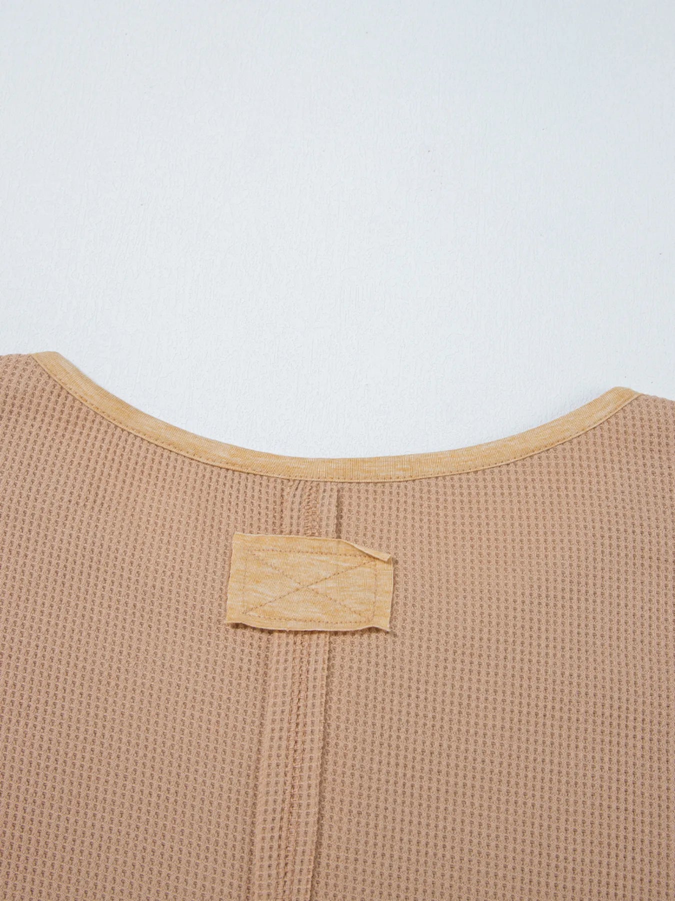 Sarah Express Women's Waffle Textured Tunic Henley Top with Slits