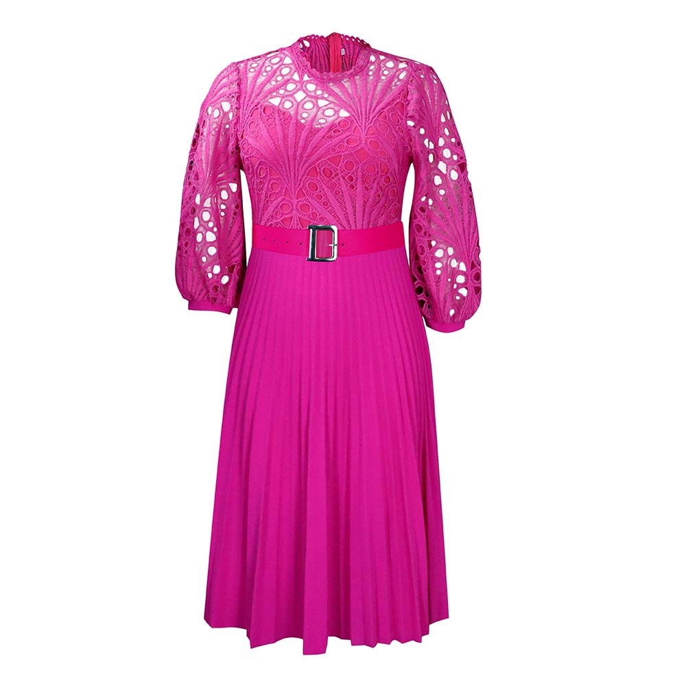 Sarah Express Lace Pleated High-Waist Dress Hollow-Out Detail