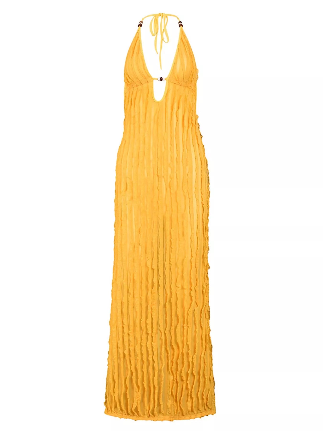 Sarah Express Women's Textured Halter Neck Bodycon Maxi Dress