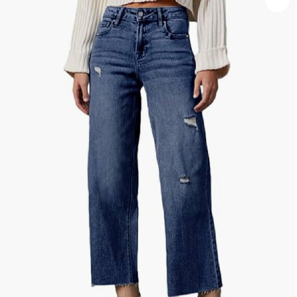 Sarah Express High Waisted Loose Fit Jeans Relaxed Stretch Denim
