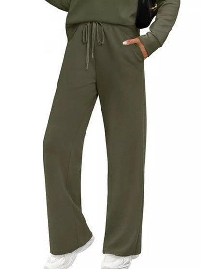 Sarah Express Women's Long Sleeve Round Neck Top and Pants Set