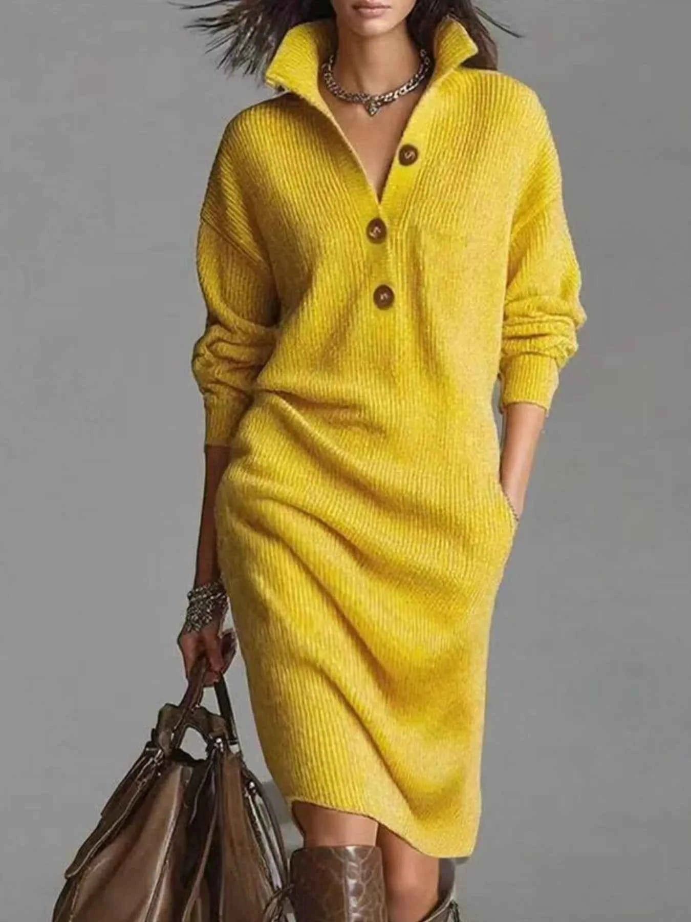 Sarah Express Women's Button-Front Ribbed Knit Sweater Dress - Plus Size Available