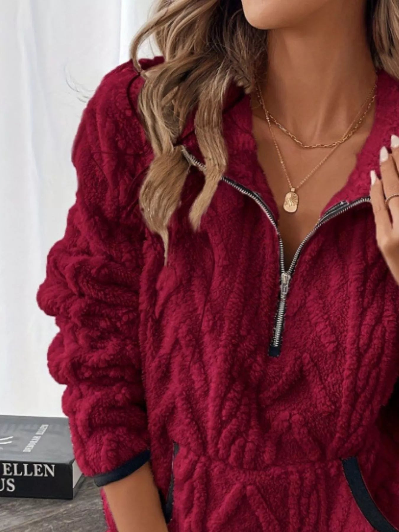 Sarah Express Women's Sherpa Half Zip Sweatshirt Plus Size