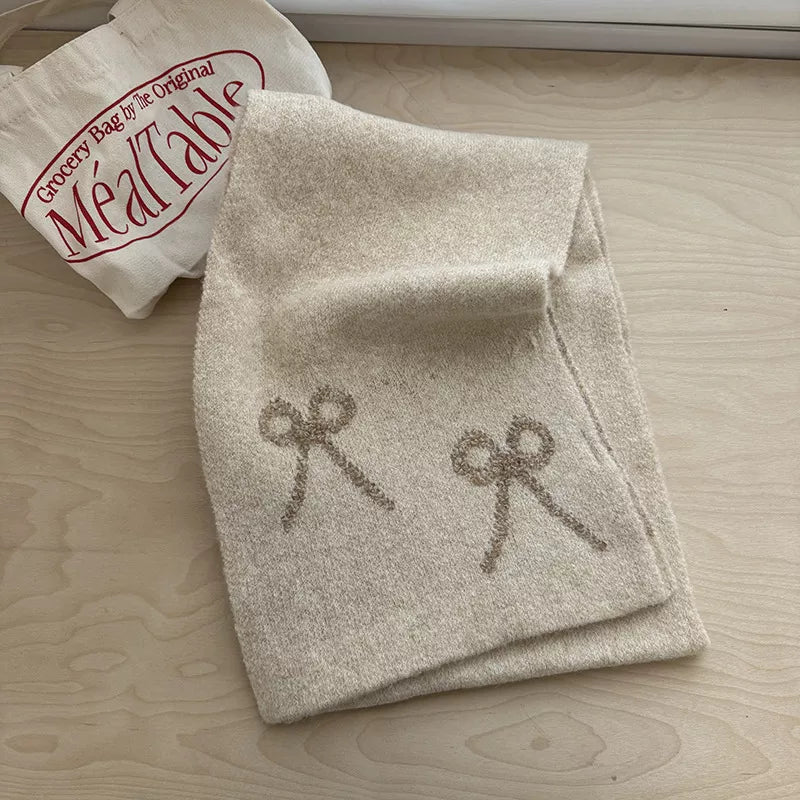 Sarah Express Women's Bow Winter Scarf Off-white ONESIZE