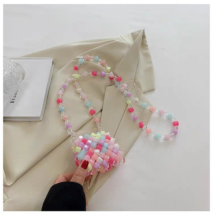 Sarah Express Beaded Pearl Crossbody Bag - Handmade Heart Tote Handbag for Women