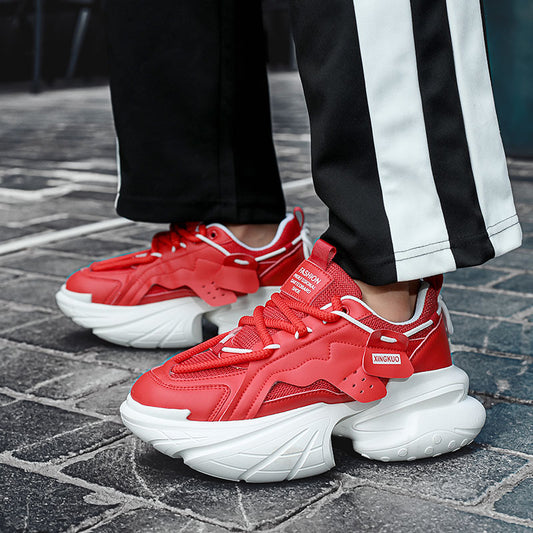 Sarah Express Men's Breathable Height-Enhancing Casual Sneakers - Thick Sole Lace-Up Shoes