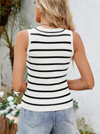 Sarah Express Women's Striped Round Neck Tank Top