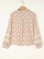 Sarah Express Women's Floral Button Down Long Sleeve Shirt - Ruffled Viscose Blouse